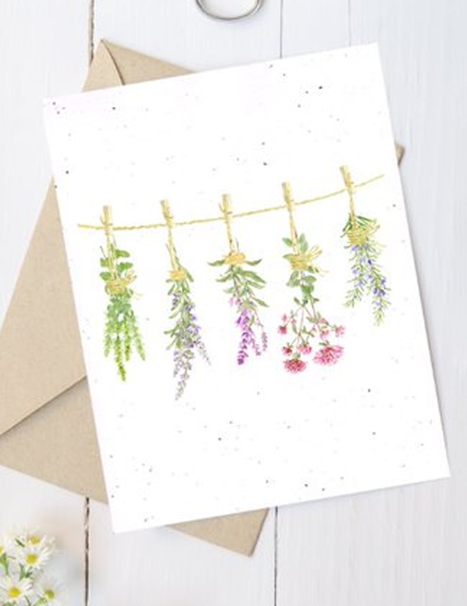 Carte de souhaits plantable - Fleurs séchées. Vendue chez tah-dah ! 