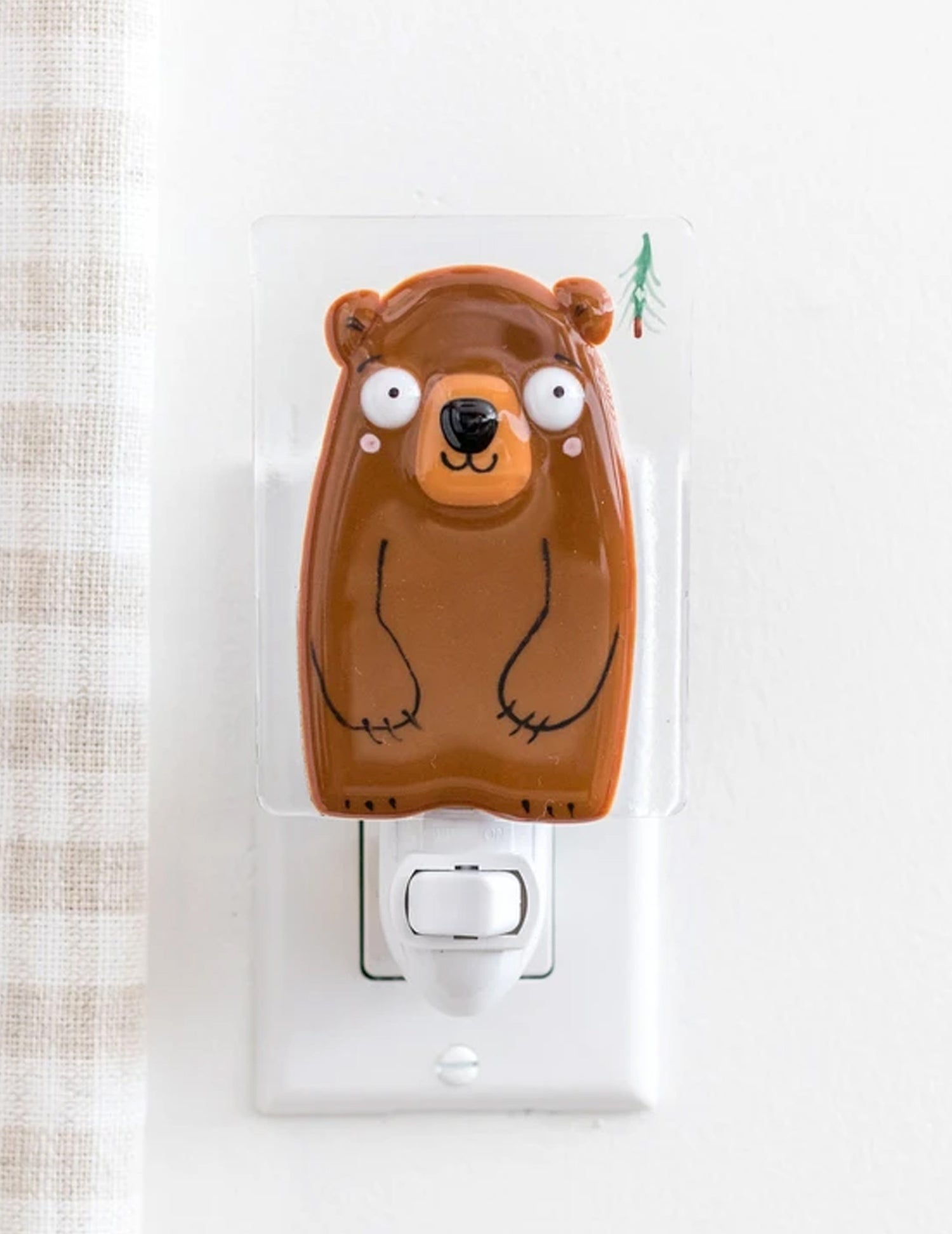 Veilleuse en verre pour enfants. Ours brun. Vendu chez Tah-dah ! 