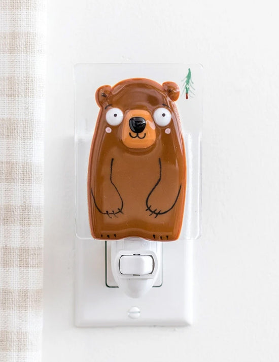 Veilleuse en verre pour enfants. Ours brun. Vendu chez Tah-dah ! 