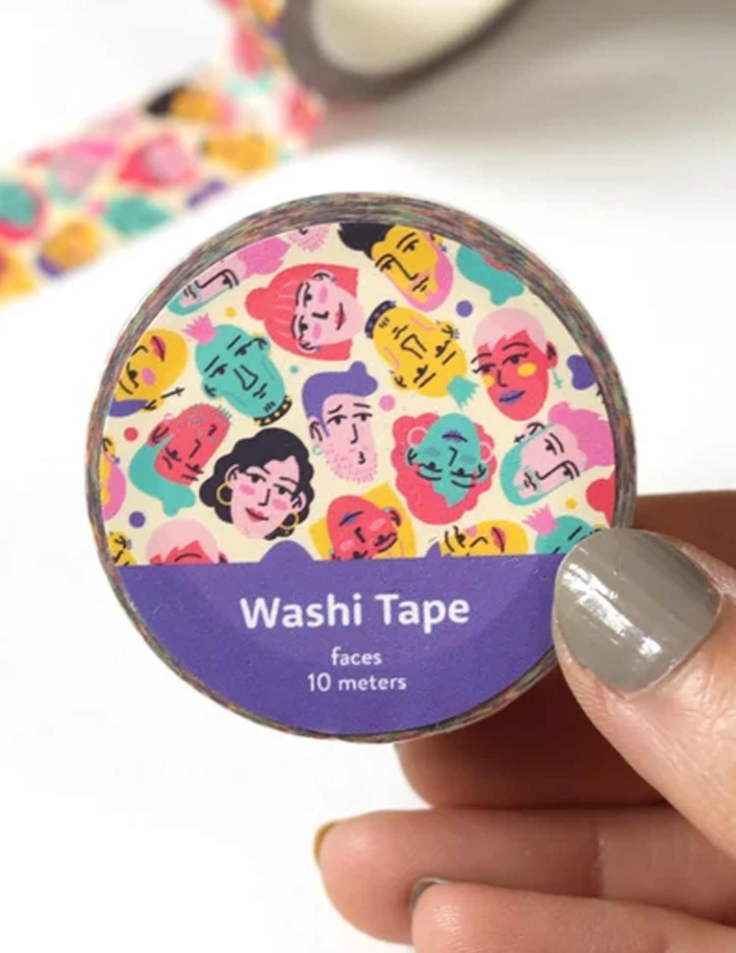 Du ruban adhésif washi pour vos cahiers de notes ou même votre bullet journal ! Visages colorés. Vendu chez Tah-dah !